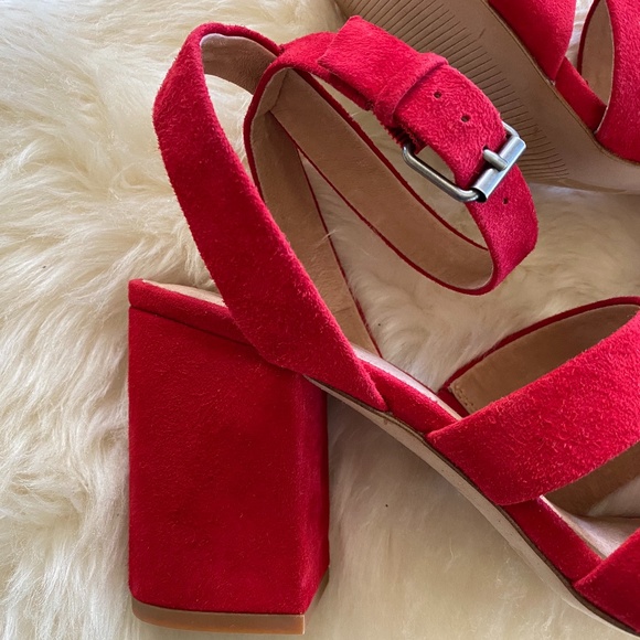 MADEWELL Red triple-strap block heel sandal NIB - Picture 7 of 10